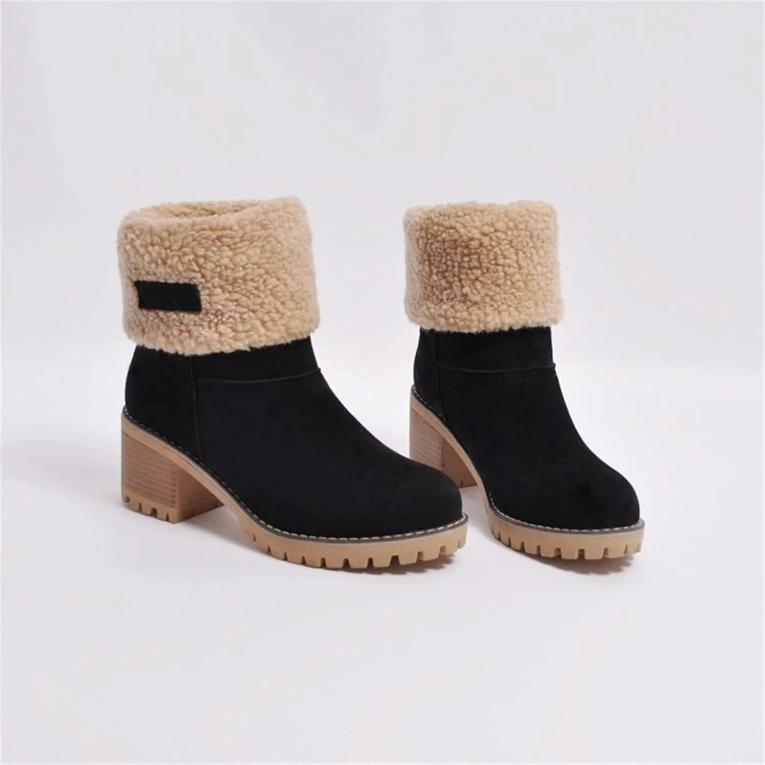 Lausiuoe Snow Boots For Women Wide Width Warm Winter Fuzzy Ankle Booties Cute Silp On Comfortable Casual Fashion Loafers