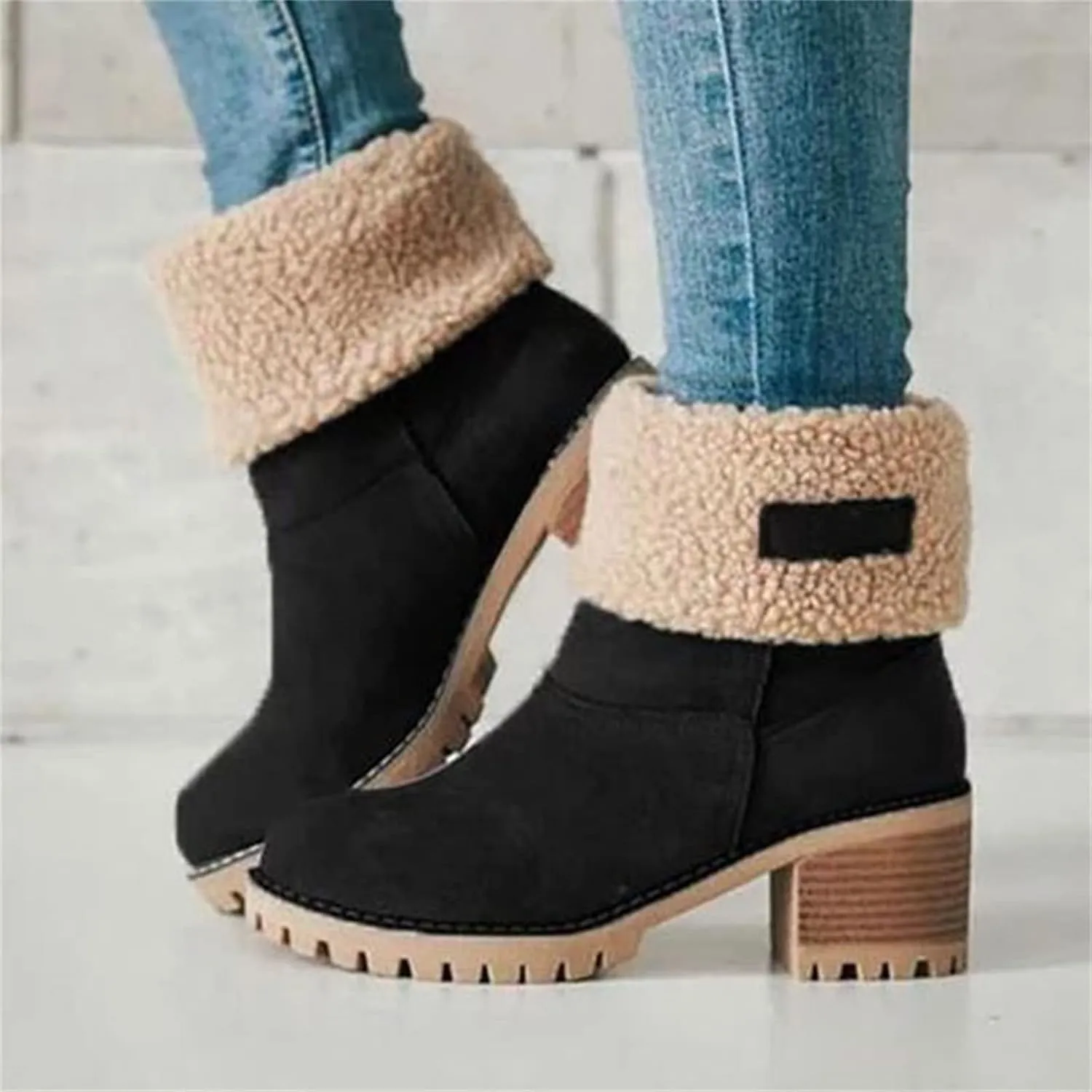 Lausiuoe Snow Boots For Women Wide Width Warm Winter Fuzzy Ankle Booties Cute Silp On Comfortable Casual Fashion Loafers