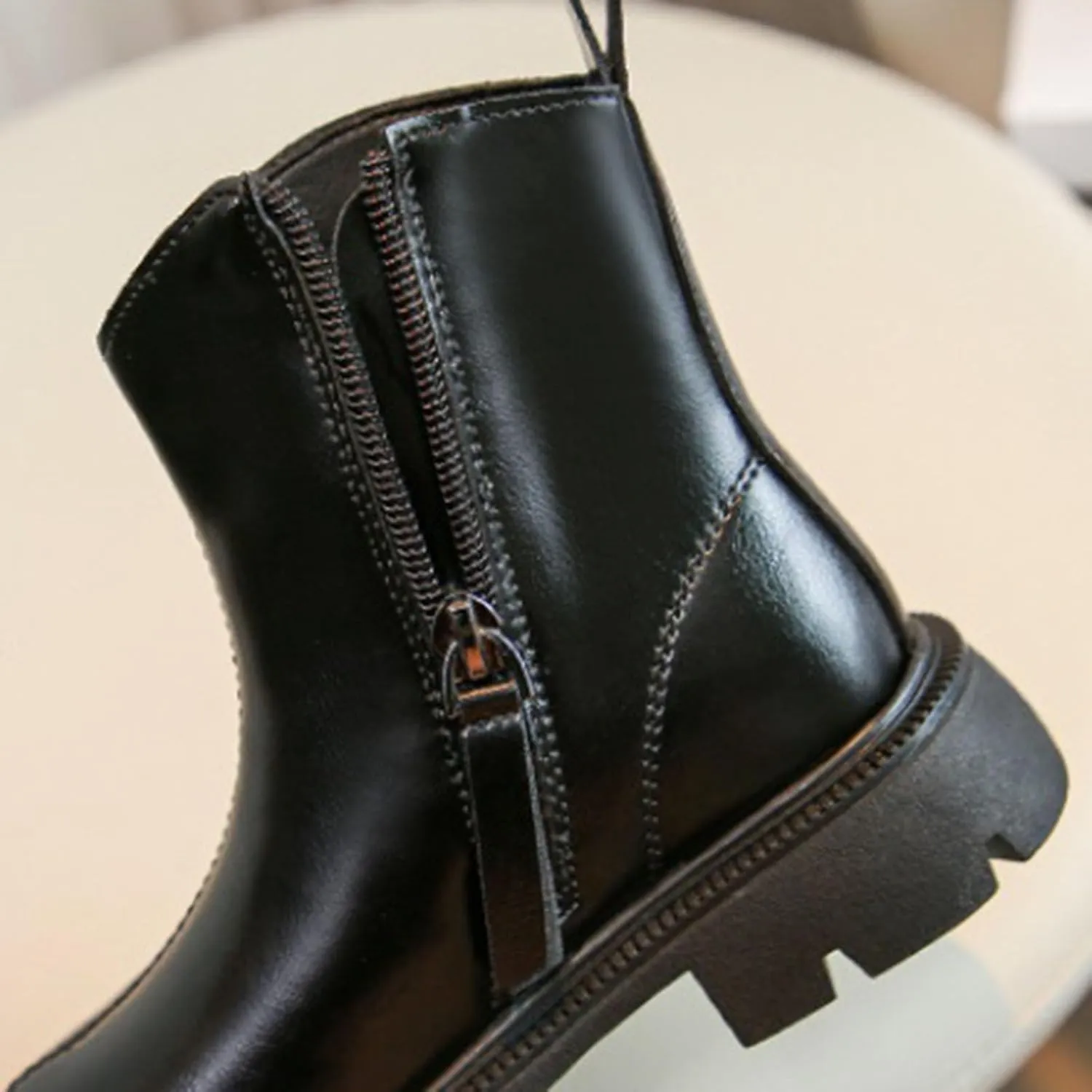 Little Child Leather Ankle Boot Big Kids Warm Side Zipper Warm Side Solid Classic Fashion Girl Leather Western Boots