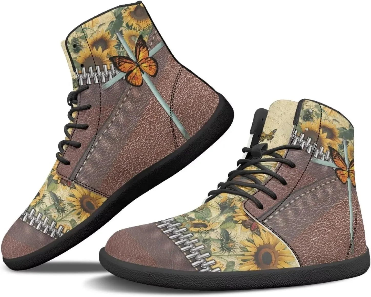 Men's Barefoot Shoes Wide Width Leather Shoes Women High Top Sneakers