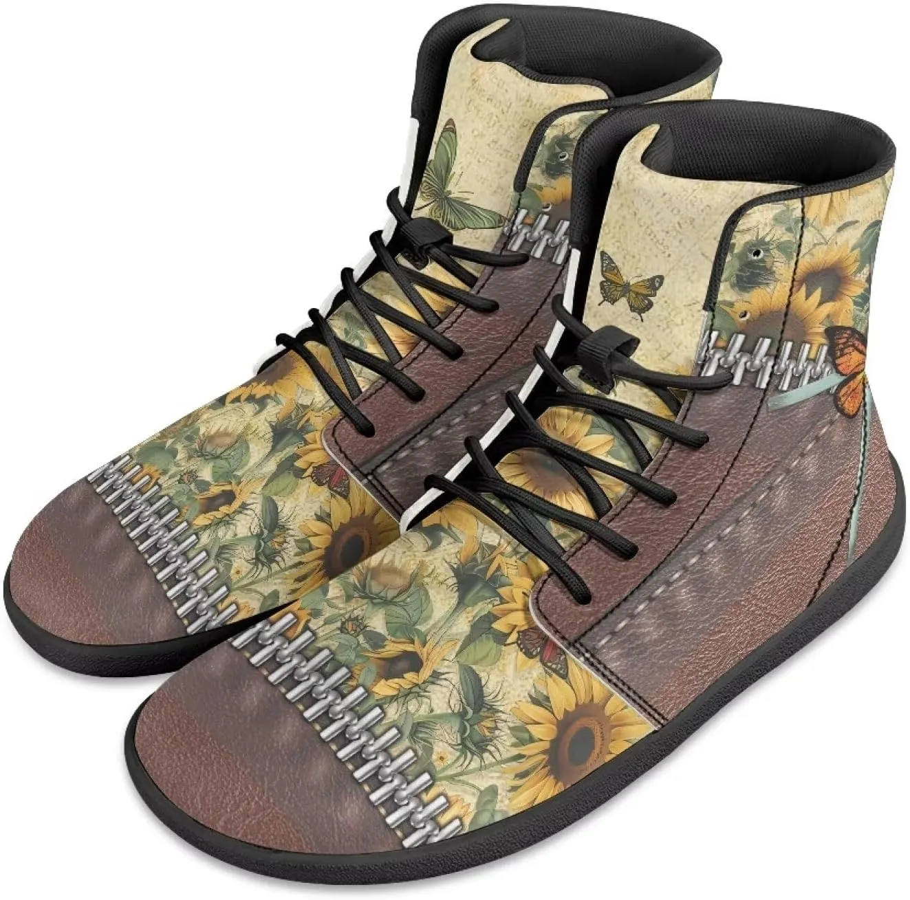 Men's Barefoot Shoes Wide Width Leather Shoes Women High Top Sneakers