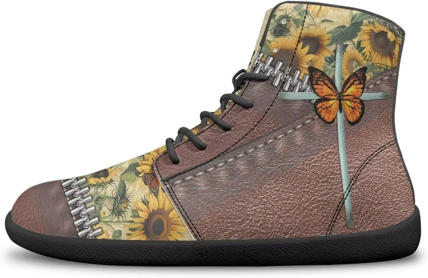 Men's Barefoot Shoes Wide Width Leather Shoes Women High Top Sneakers