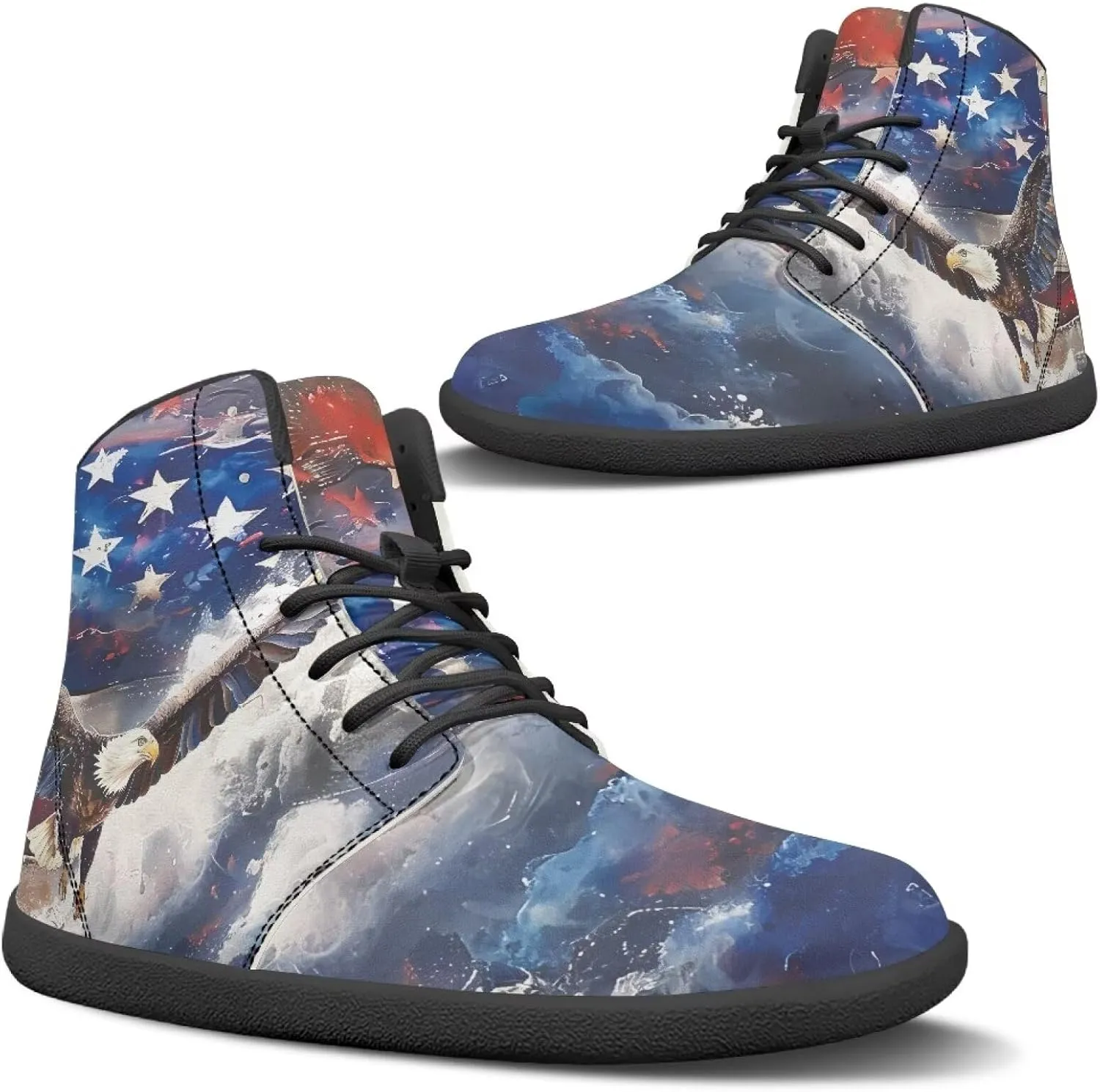 Men's Barefoot Shoes Wide Width Leather Shoes Women High Top Sneakers