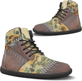 Men's Barefoot Shoes Wide Width Leather Shoes Women High Top Sneakers