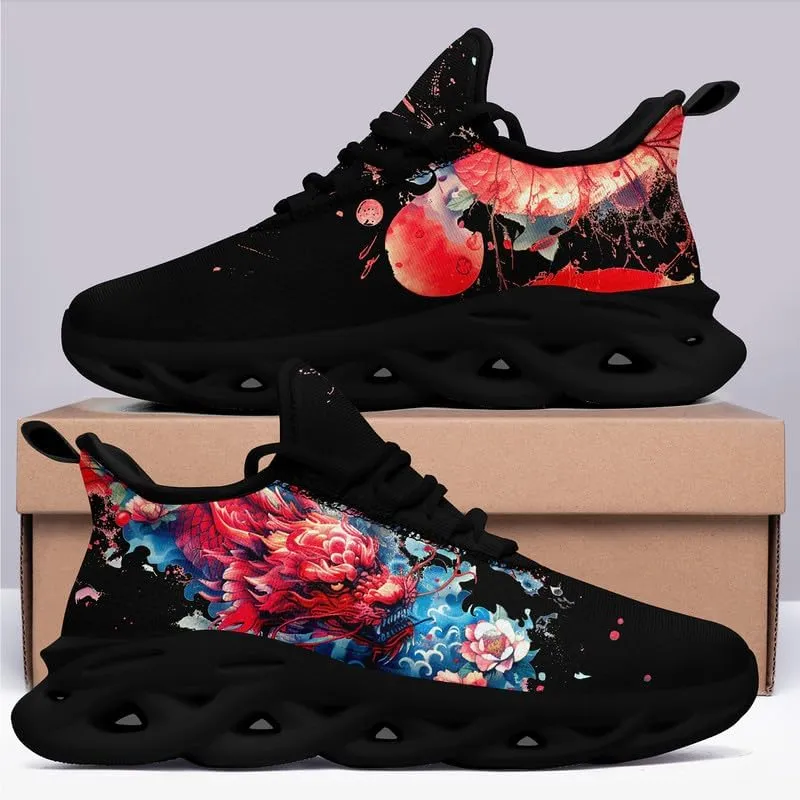 Mens Dragon Running Shoes Breathable Cushion Non Slip Outdoor Sports Walking Sneaker Tennis Jogging Training Tennis Shoes