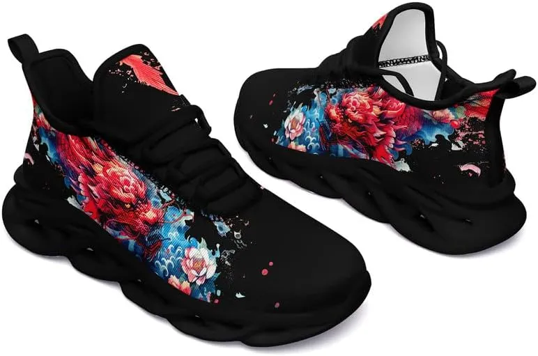 Mens Dragon Running Shoes Breathable Cushion Non Slip Outdoor Sports Walking Sneaker Tennis Jogging Training Tennis Shoes