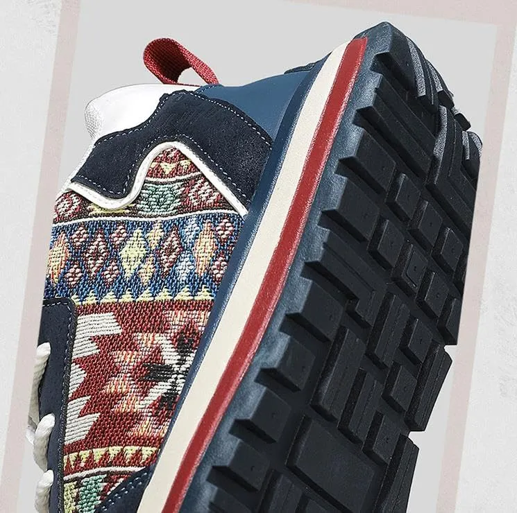 Men's Fashion Sneakers Casual High Top Ethnic Style Sneakers Road Running Hiking Walking Shoes