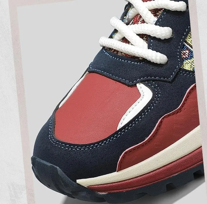 Men's Fashion Sneakers Casual High Top Ethnic Style Sneakers Road Running Hiking Walking Shoes