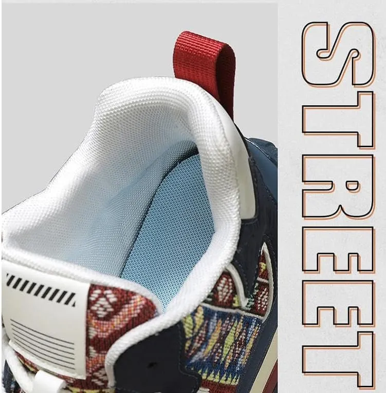 Men's Fashion Sneakers Casual High Top Ethnic Style Sneakers Road Running Hiking Walking Shoes
