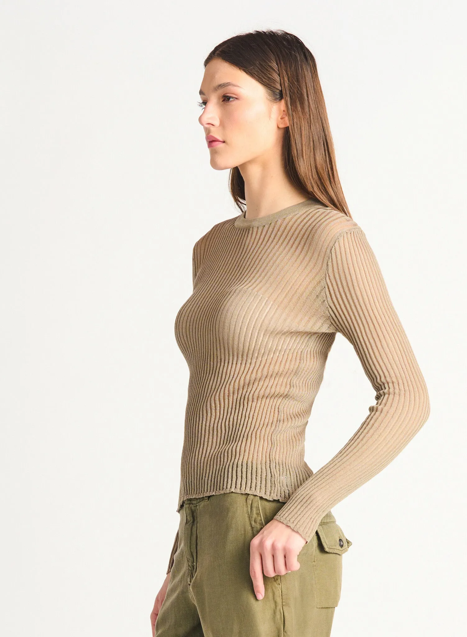 Mesh Ribbed Sweater Top- 2 Colours