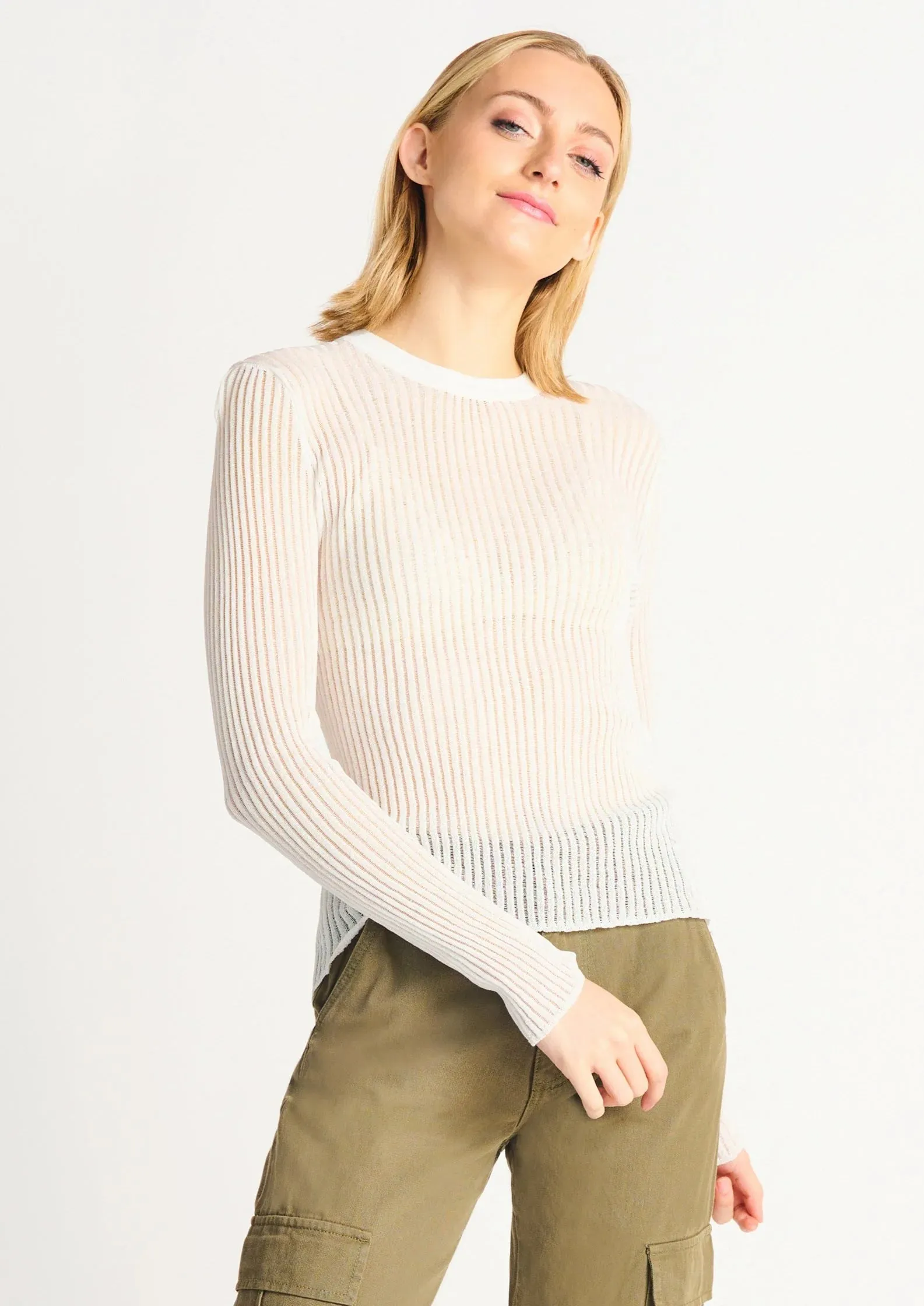 Mesh Ribbed Sweater Top- 2 Colours