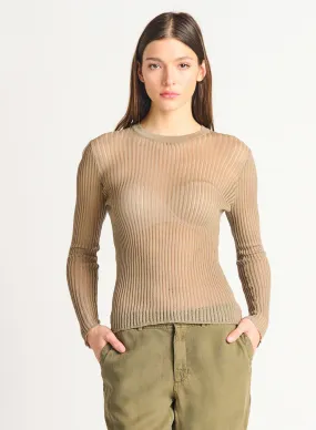 Mesh Ribbed Sweater Top- 2 Colours