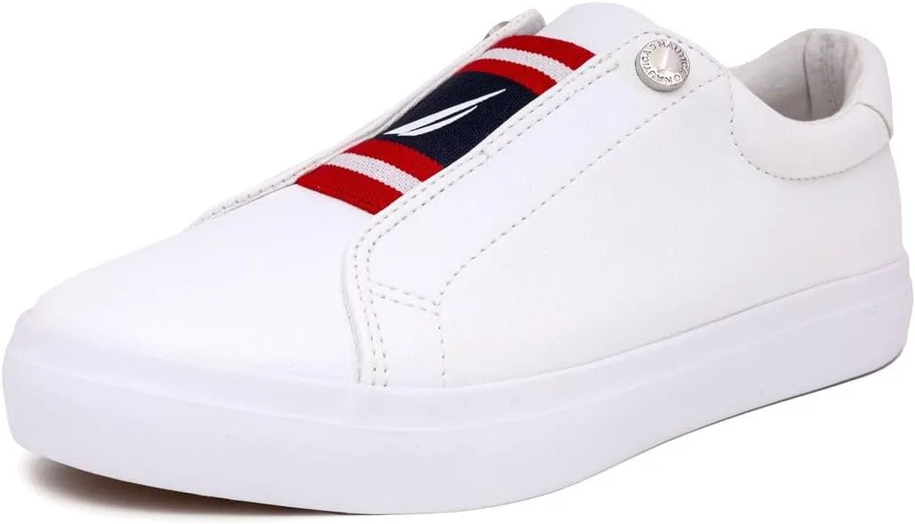 Nautica Women's Slip-On Sneakers – Casual Low-Top Walking Shoes – Comfortable No-Lace Fashion Tennis Style