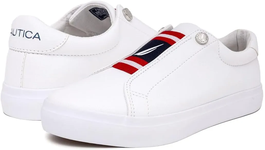 Nautica Women's Slip-On Sneakers – Casual Low-Top Walking Shoes – Comfortable No-Lace Fashion Tennis Style