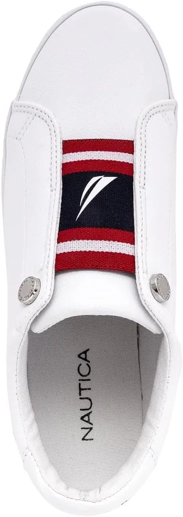 Nautica Women's Slip-On Sneakers – Casual Low-Top Walking Shoes – Comfortable No-Lace Fashion Tennis Style