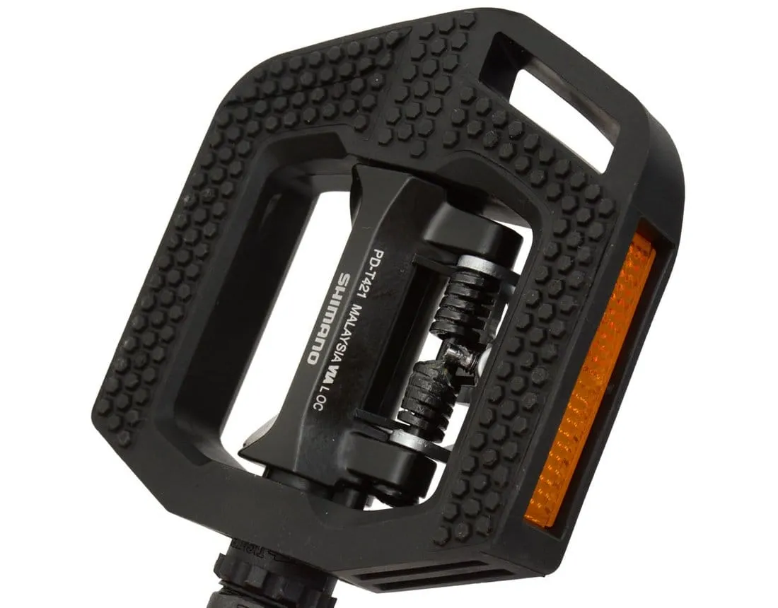 Shimano PD-T421 Dual-Sided Combination Pedals Flat and SPD Cleat Mount   Cleats