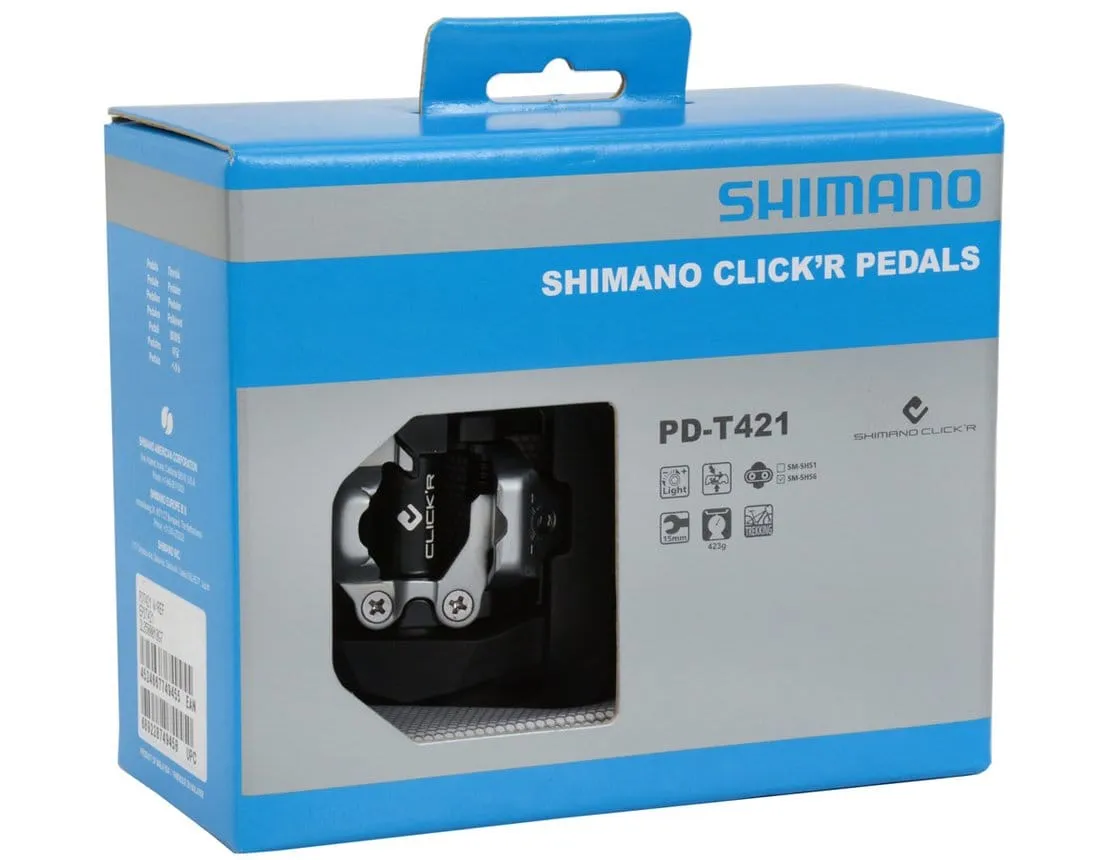 Shimano PD-T421 Dual-Sided Combination Pedals Flat and SPD Cleat Mount   Cleats