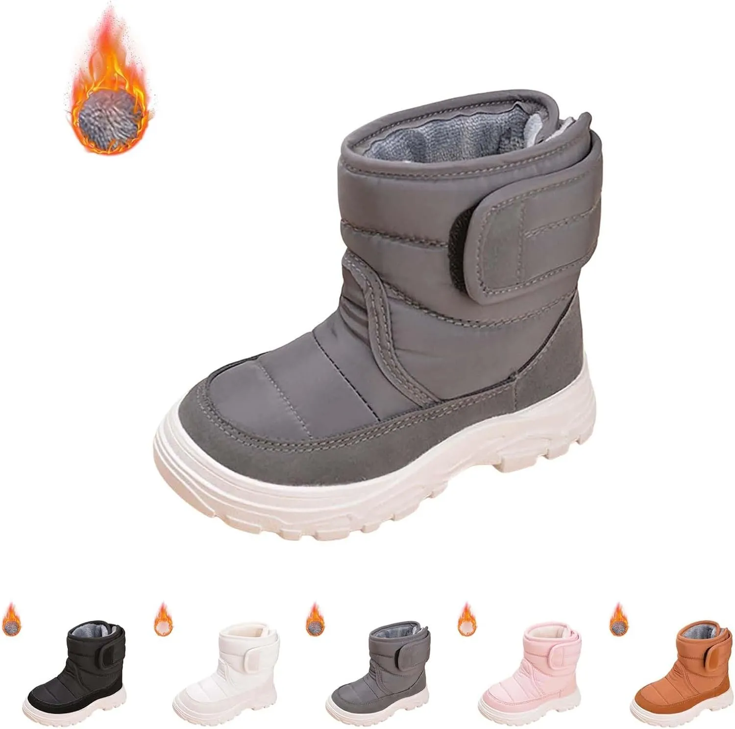 Snow Boots for Kids Boys Girls Winter High Top Non-Slip Shoes Cold Weather Faux Fr Lined Outdoor Sport Sneaker