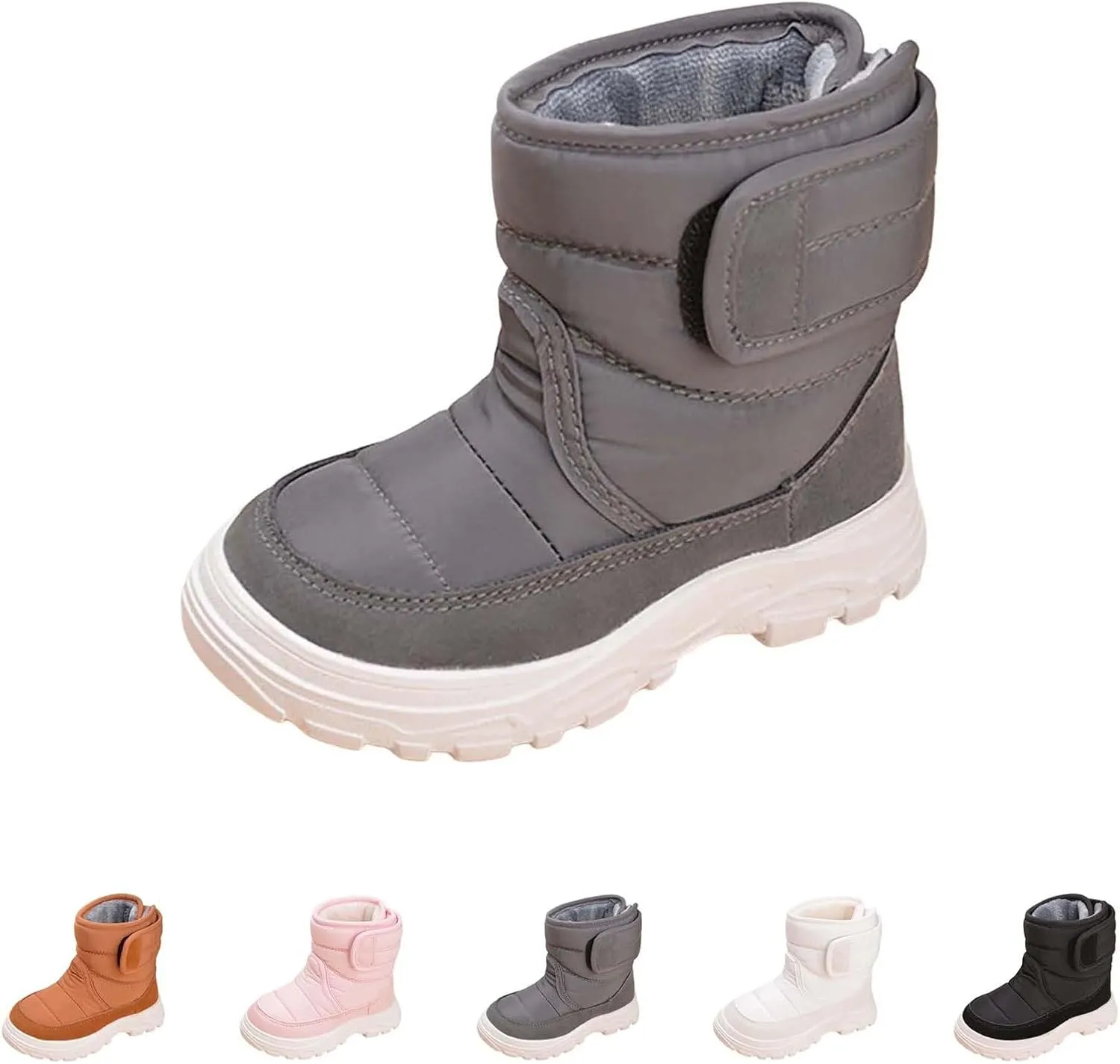 Snow Boots for Kids Boys Girls Winter High Top Non-Slip Shoes Cold Weather Faux Fr Lined Outdoor Sport Sneaker
