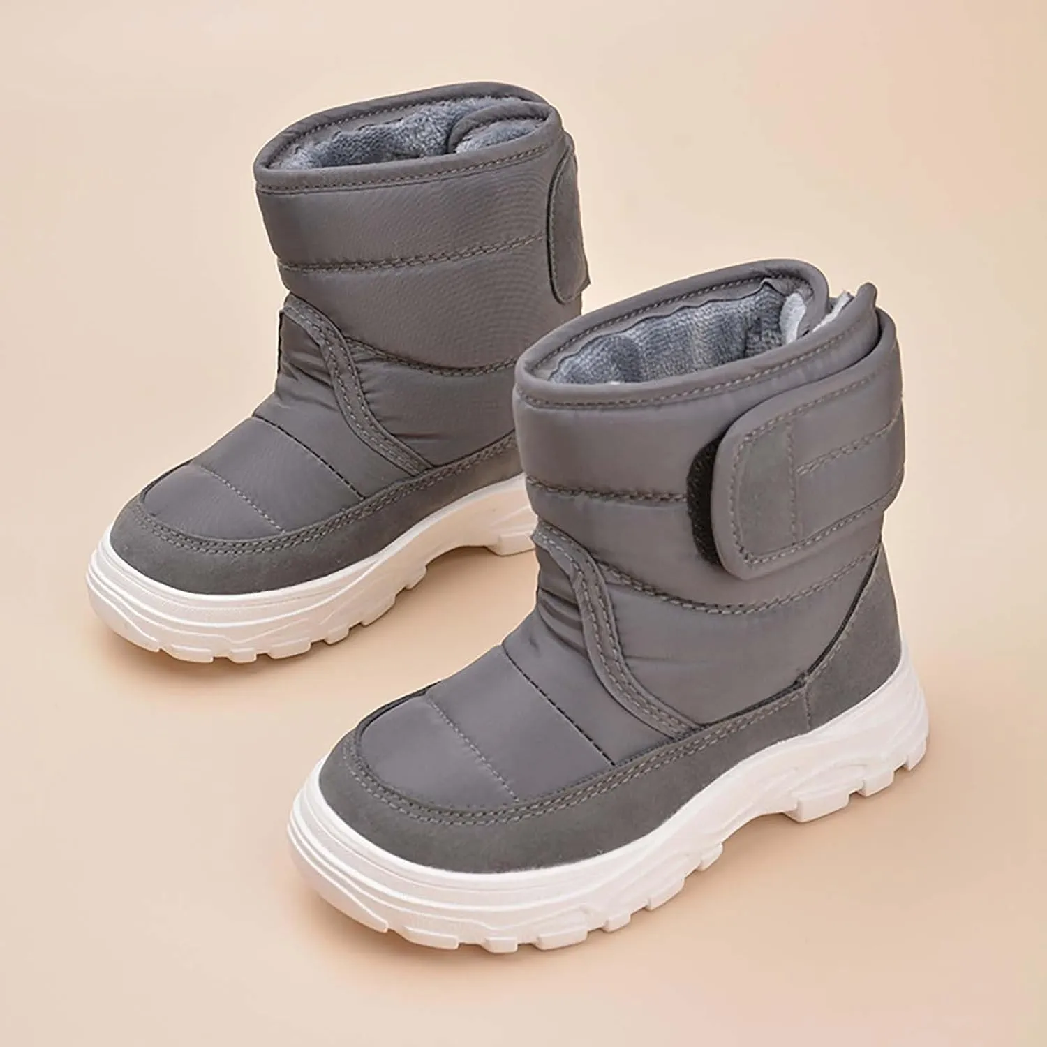 Snow Boots for Kids Boys Girls Winter High Top Non-Slip Shoes Cold Weather Faux Fr Lined Outdoor Sport Sneaker