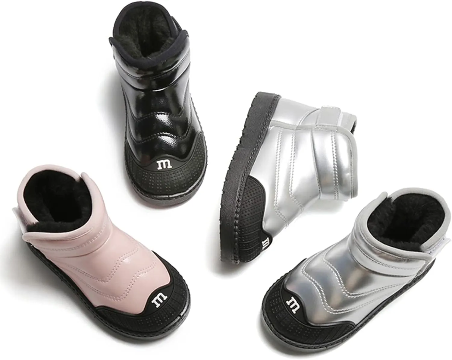 Toddler PU Leather Non-slip Resistan Ankle boots Kids Snow Boots Girl's Warm Winter Wterproof Outdoor Boot