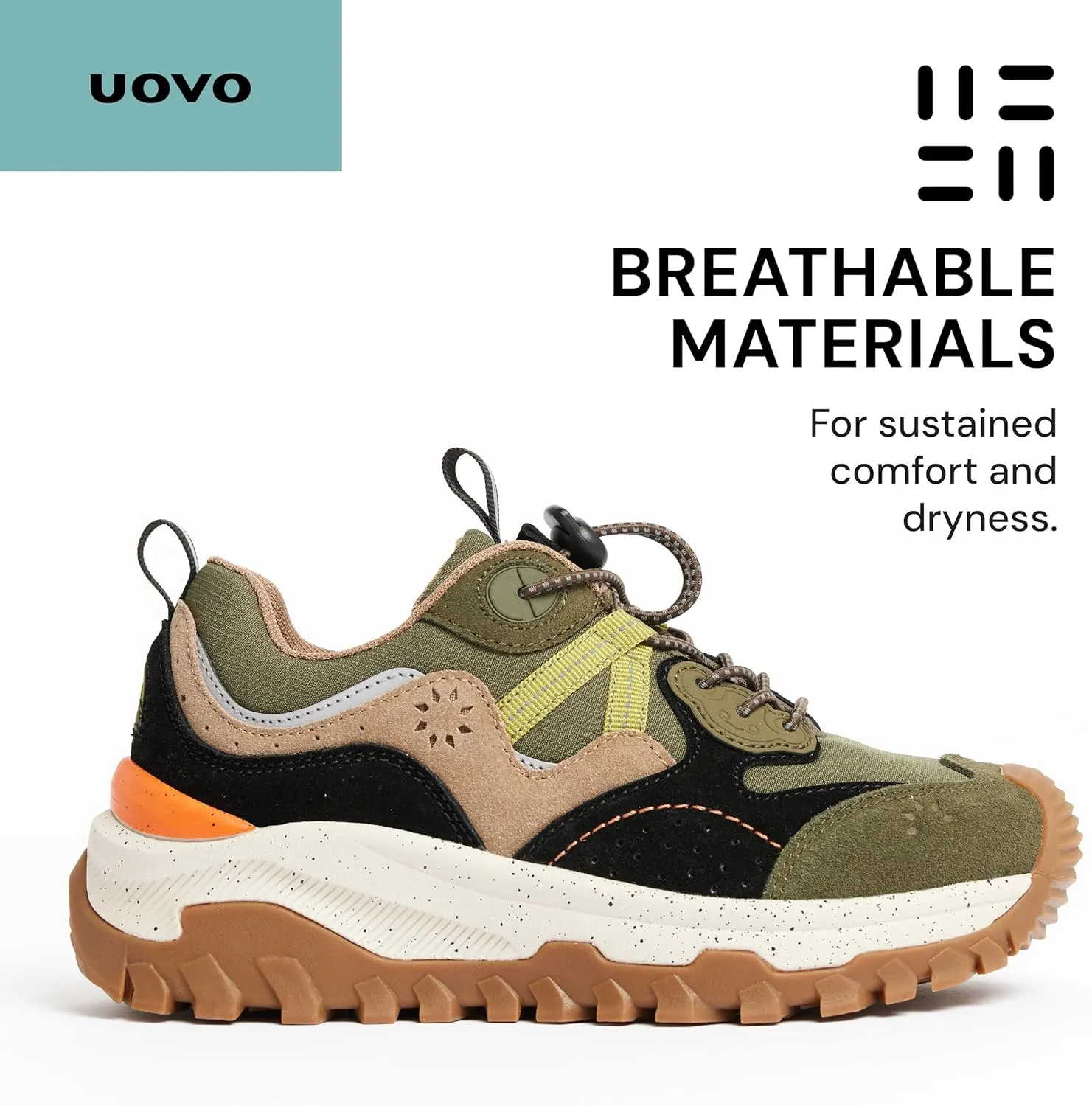 UOVO Kids Waterproof Hiking Shoes Non-Slip Outdoor Trail Sneakers for Boys & Girls, Lightweight Breathable Trekking Boots