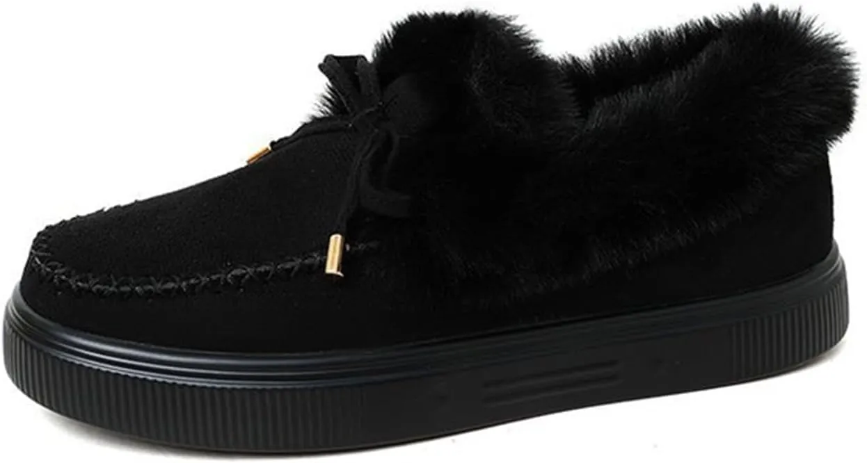 Winter Boots For Women 2024 Fashion Slip On Warm Snow Ankle Booties Fur Lined Thickening Comfortable Loafers Shoes