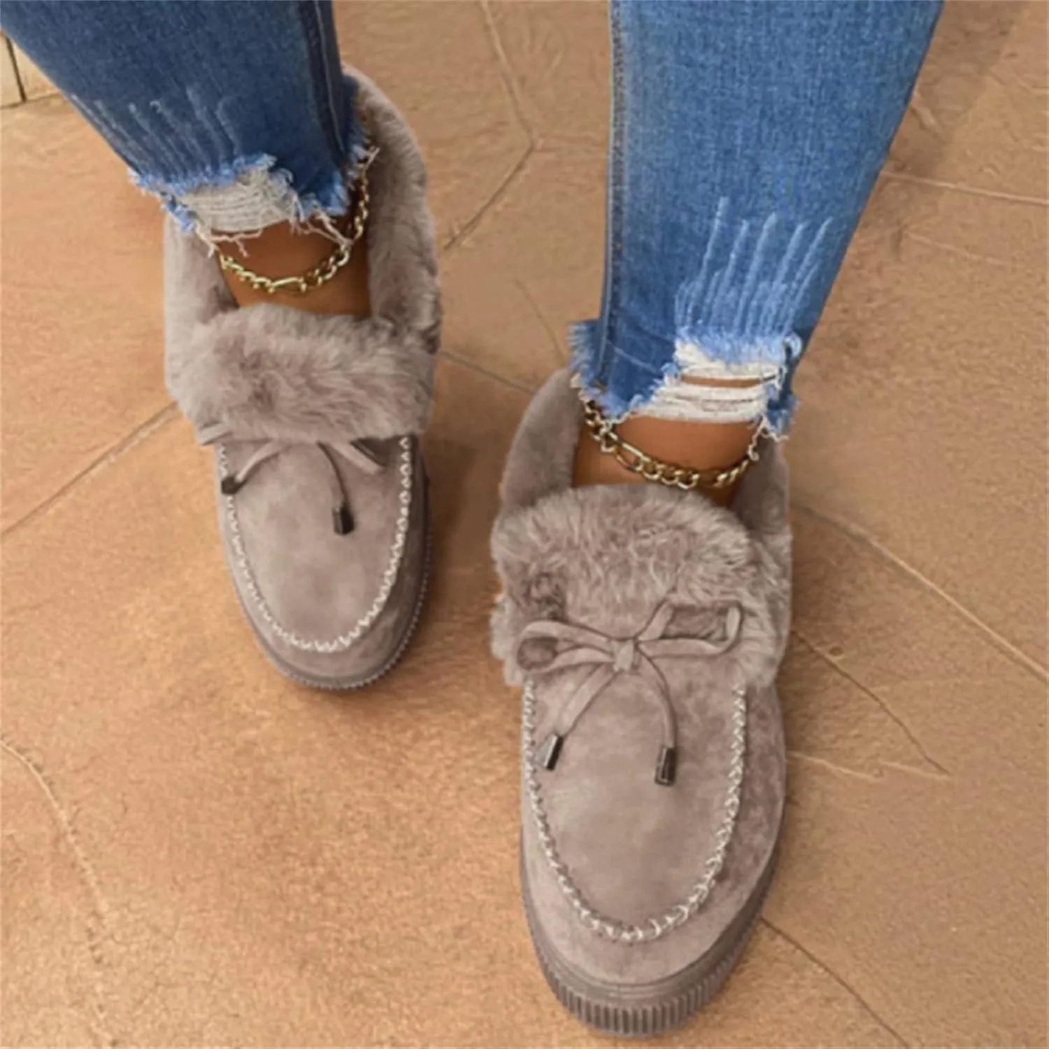 Winter Boots For Women 2024 Snow Boots Warm Ankle Booties Comfortable Slip On Outdoor Fur Lined Walking Loafers Shoes