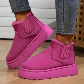 Winter Snow Boots Fashion Flat Thick-soled Cotton Shoes Round Toe Warm Plush Ankle Boot For Women