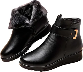 Women Boots Winter Black Short Slip On Boots Ladies Womens Warm Fur Lined Winter Snow Boots Warm Plush Lined Boot Womens Running Shoes Men Winter Booties