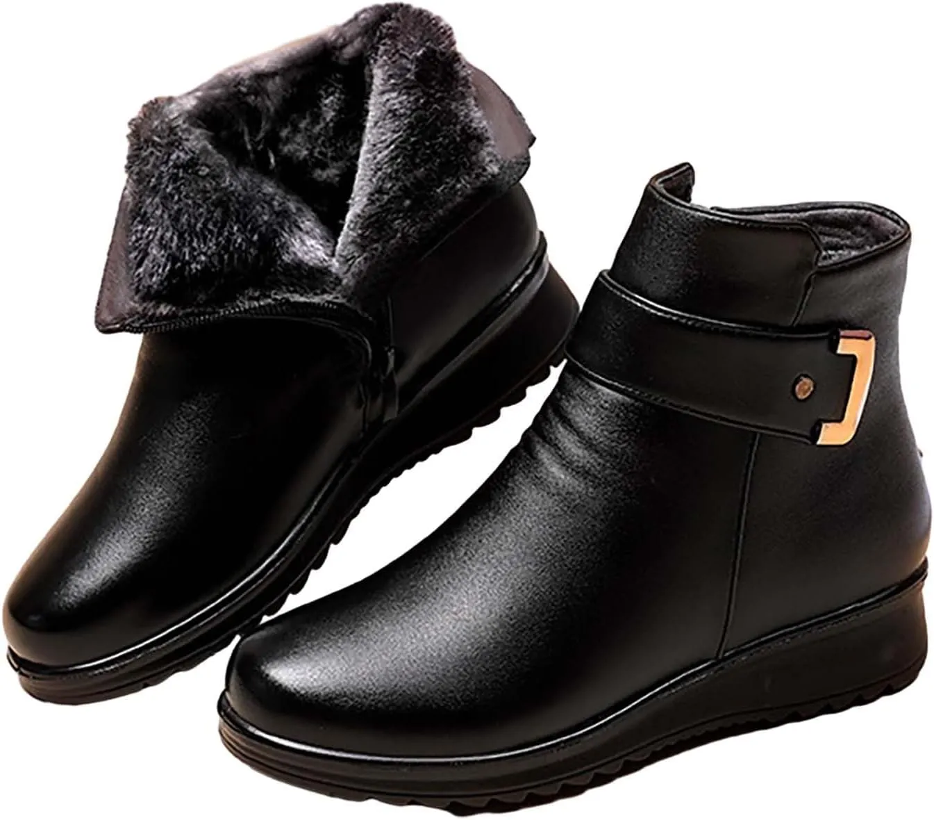 Women Boots Winter Black Short Slip On Boots Ladies Womens Warm Fur Lined Winter Snow Boots Warm Plush Lined Boot Womens Running Shoes Men Winter Booties