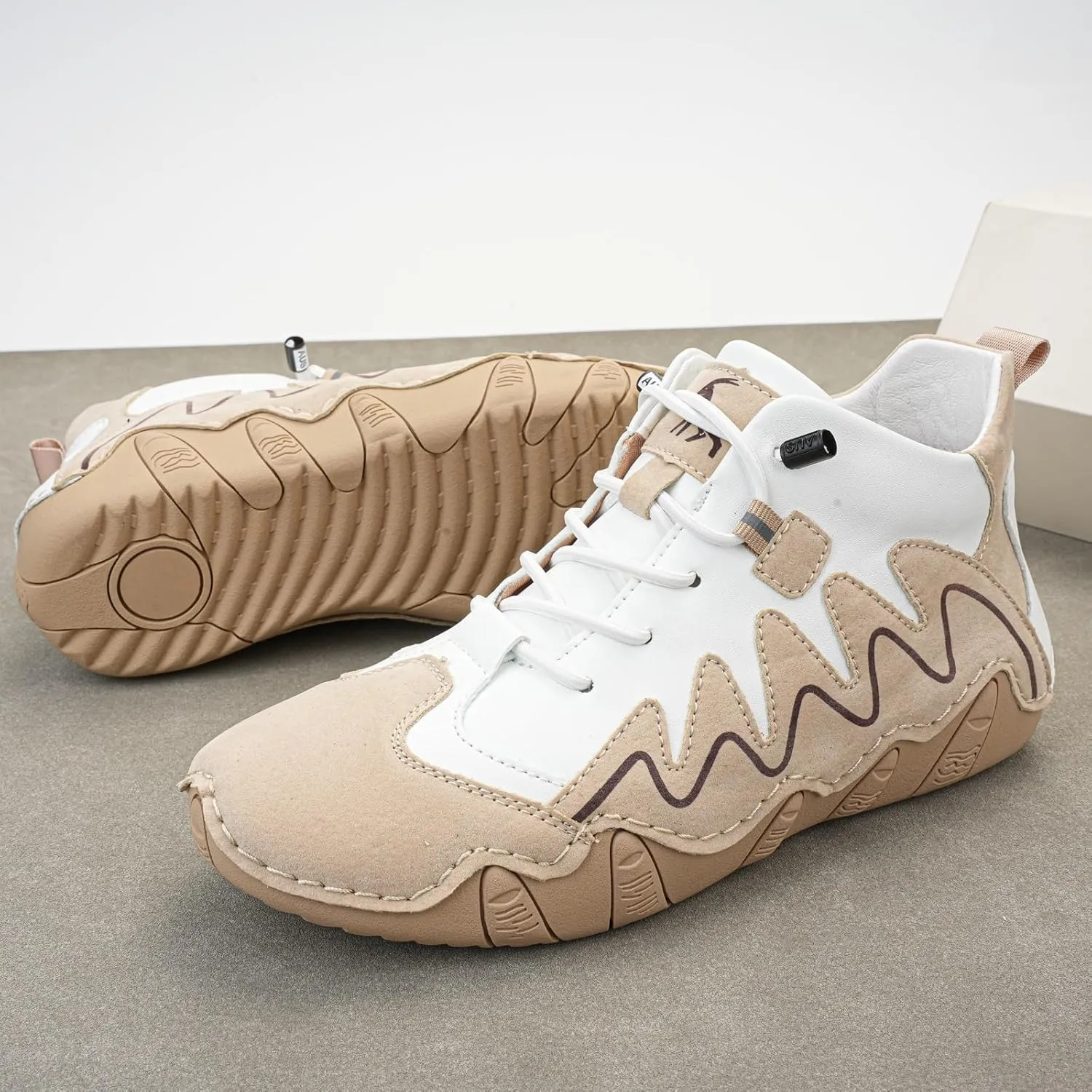 Women's Hiking Shoes Italian Handmade Suede High Top Soft Genuine Leather Casual Waterproof Retro Leather Lightweight Outdoor Sneakers Women Breathable Sports Shoes for Hiking Trailing