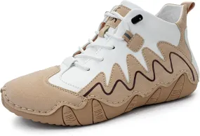 Women's Hiking Shoes Italian Handmade Suede High Top Soft Genuine Leather Casual Waterproof Retro Leather Lightweight Outdoor Sneakers Women Breathable Sports Shoes for Hiking Trailing