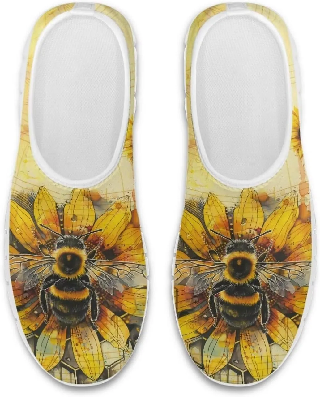 Women's Hummingbird Flower Wide Flats Loafer Leisure Shoes Slip On Lowtop Work Walking Sneaker