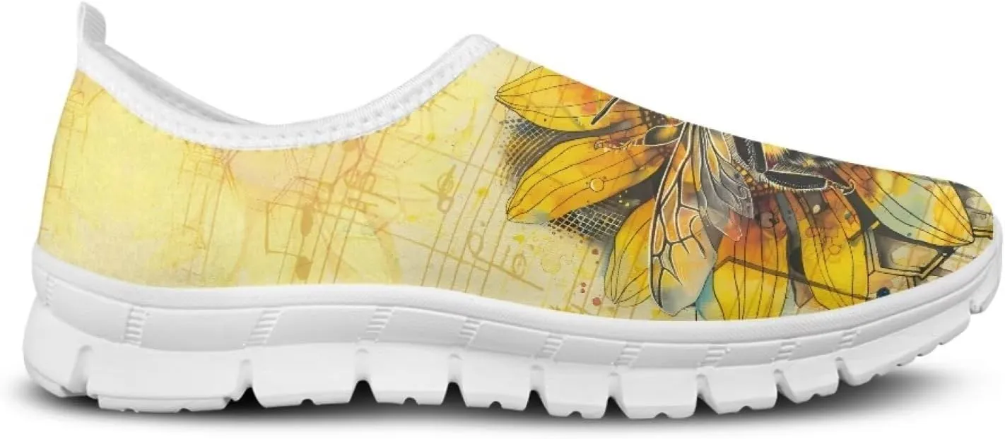 Women's Hummingbird Flower Wide Flats Loafer Leisure Shoes Slip On Lowtop Work Walking Sneaker