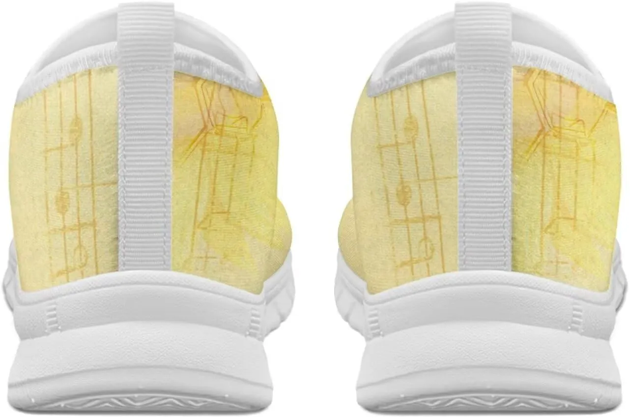 Women's Hummingbird Flower Wide Flats Loafer Leisure Shoes Slip On Lowtop Work Walking Sneaker