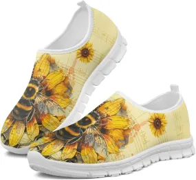 Women's Hummingbird Flower Wide Flats Loafer Leisure Shoes Slip On Lowtop Work Walking Sneaker