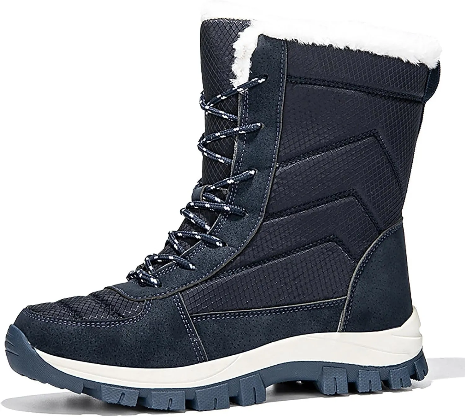 Women's Outdoor Snow Boots Plush Insulated Winter Boots Lace Up Walking Boots Thick Bottom Non Slip Boots