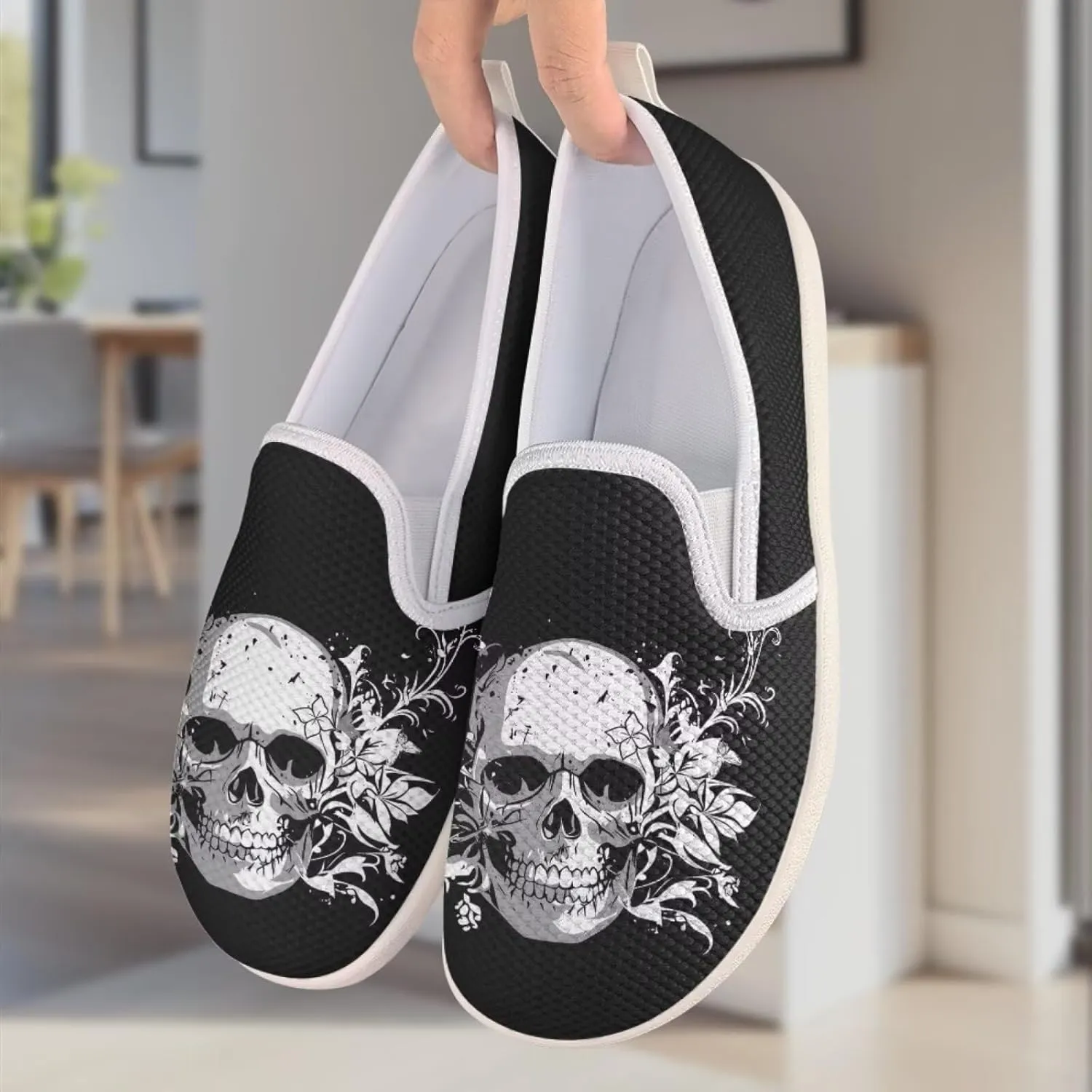 Women's Skull Outdoor Loafer Casual Wedding Shoes Mesh Dress Flat Classic Leisure Work Loafers