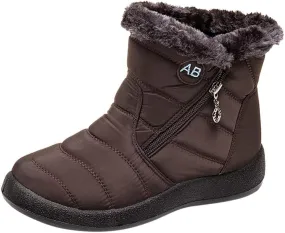 Women's Snow Boots Winter Cold Proof Insulated Ankle Short Booties Lightweight Plus Velvet Warm Fleece Boots