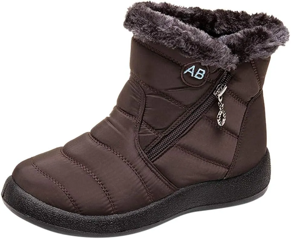 Women's Snow Boots Winter Cold Proof Insulated Ankle Short Booties Lightweight Plus Velvet Warm Fleece Boots