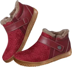 Women's Snow Boots - Winter Snow Boots for Women Arch Support Anti Slip Flat Heel Ankle Booties Round Toe Slip On Waterproof Short Boots Loafers Comfortable Outdoor Boot Walking Shoes